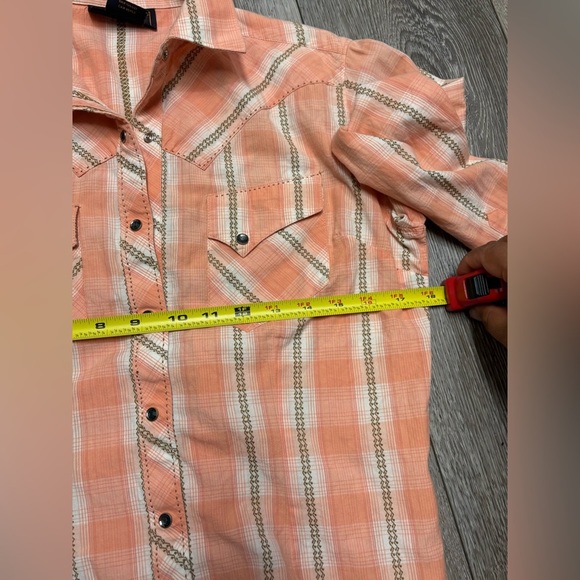 Ariat Womens  Orange Plaid Shirt - Picture 7 of 10